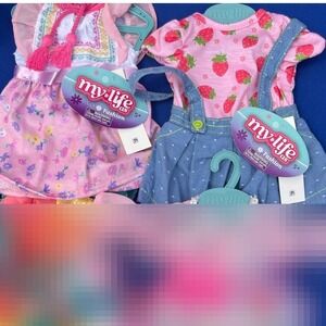 New Lot of 2 18" Doll Outfits Dresses Strawberries My Life As Fits American Girl